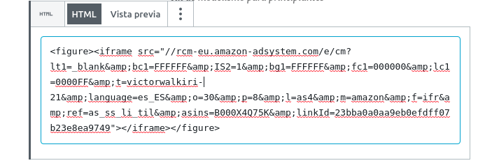 Imagen del código HTML donde está el problema del scroll en los enlaces de amazon