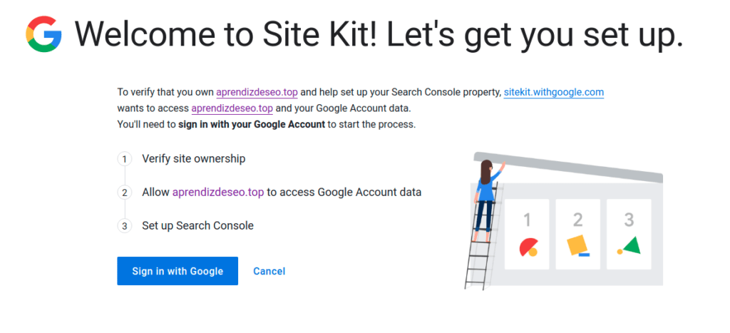 menú de inicialización e instalación de sitekit